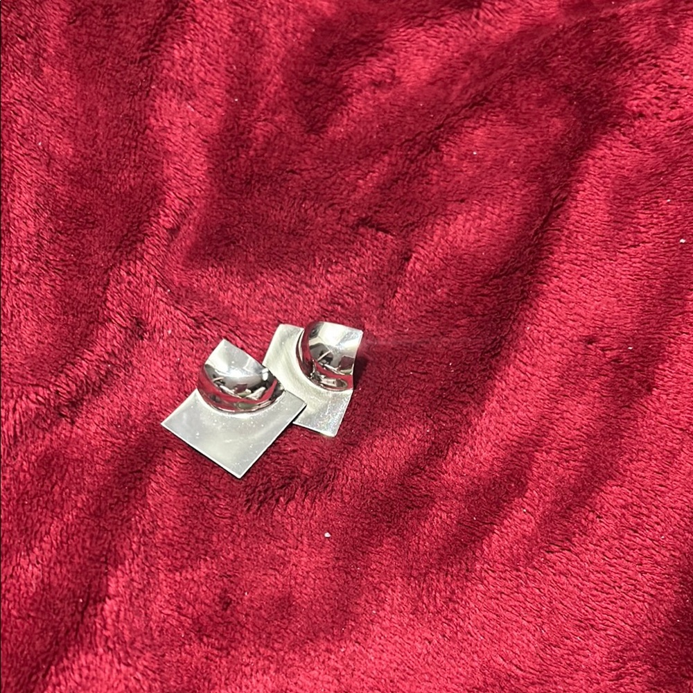 Silver Square Stud Earrings